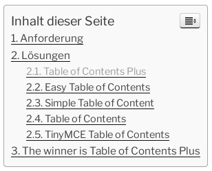 Strukturiertes Layout: Inhaltsverzeichnis für Seiten und Beiträge