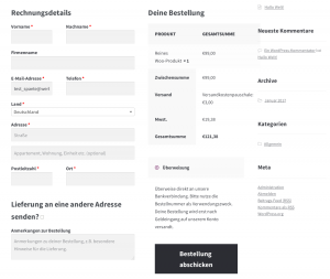 Screenshot der WooCommerce-Kasse