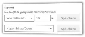 Screenshot Coupon-Zuweisung in den Affiliate-Details