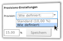 Screenshot Einstellungen zur Provisionshöhe in der Partnerprogramm-Administration