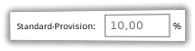 Screenshot: Angabe der Standard-Provision im Admin-Menüpunkt Optionen
