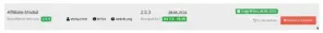 Zeile „Affiliate-Modul“ in der Modulverwaltung mit Verwalten-Link sowie den Buttons Zurücksetzen und Modul entfernen