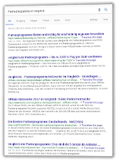 Screenshot Suchergebnis nach Vergleichsportalen für Affiliate-Programme