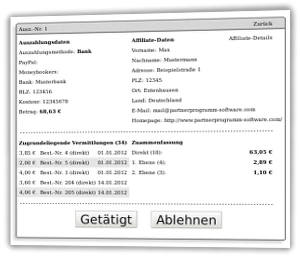 Screenshot offene Auszahlung an Partner