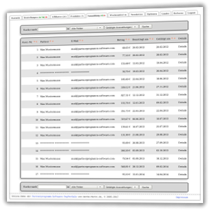 Screenshot Auszahlungen an Affiliates