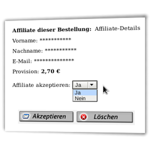 Akzeptieren oder Löschen