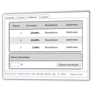 Screenshot Provisionsebenen-Konfiguration in der Affiliate-Software