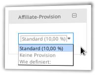 Screenshot Affiliate-Provision im Gambio-Admin