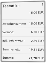Screenshot Bestellung ohne Rabatt im Gambio-Checkout