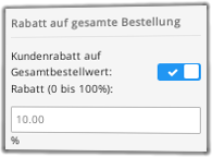 10% Kundenrabatt auf Gesamtbestellwert