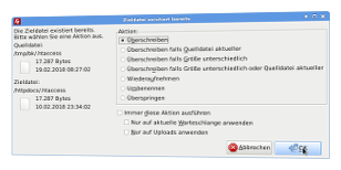 Upload .htaccess-Datei aus Backup-Verzeichnis via FileZilla