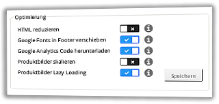 Optimierungen HTML reduzieren und Produktbilder skalieren deaktiviert auf der Bearbeiten-Seite des Moduls im Gambio-Admin