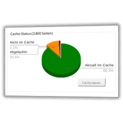 Cache-Status (3.800 Seiten): 1,1% Nicht im Cache, 10,6% Abgelaufen, 88,3% Aktuell im Cache