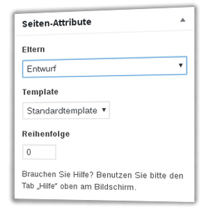 Entwurf als Eltern einer WordPress-Seite auswählen