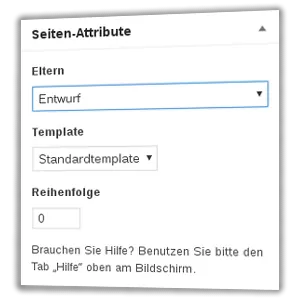 Seiten-Attribute: Eltern im WordPress-Admin