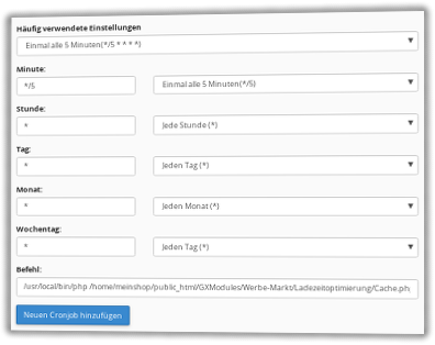 Neuen Cronjob hinzufügen in cPanel