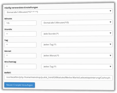 Neuen Cronjob hinzufügen in cPanel