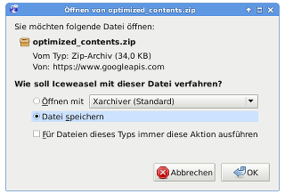 Download optimized_contents.zip von PageSpeed Insights