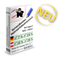 Neu: Versandkosten-Mehrwertsteuerausweis korrigiert MwSt.-Fehler - Modul für Gambio GX3