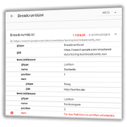 Rich Snippets-Fehler in Gambios Breadcrumb-Navi beheben