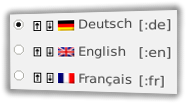 Deutsch, English, Français