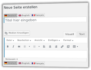 Neue Seite erstellen in WordPress mit Sprachschalter für Titel und Text