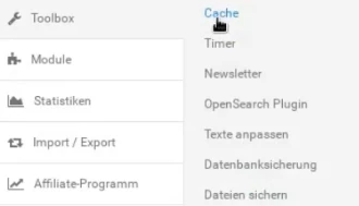 Toolbox > Cache