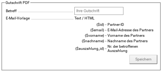 Gutschrift PDF, Betreff: Ihre Gutschrift, E-Mail-Vorlage: Text / HTML