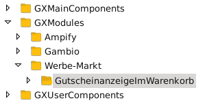 Verzeichnisstruktur in FileZilla: GXModules/Werbe-Markt/GutscheinanzeigeImWarenkorb