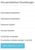 Button Mein Partner-Konto unter Ihre persönlichen Einstellungen