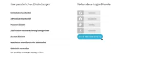 „Mein Partner-Konto“-Button unterhalb der persönlichen Einstellungen im Gambio-Kundenkonto