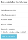 Partner werden Button unter Ihre persönlichen Einstellungen