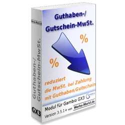 Guthaben-/Gutschein-MwSt.: Reduziert die MwSt. bei Zahlung mit Guthaben/Gutschein. Modul für Gambio GX3 3.5.1+