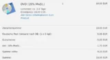 DVD für 10,00 EUR im Warenkorb, Deutsche Post (Versand nach DE: (1 x 0 kg)): 5,95 EUR, Gutscheine: -5,00 EUR, inkl. 19% MwSt.: 1,75 EUR