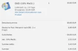 DVD für 10,00 EUR im Warenkorb, Deutsche Post (Versand nach DE: (1 x 0 kg)): 5,95 EUR, Gutscheine: -10,00 EUR, inkl. 19% MwSt.: 2,55 EUR