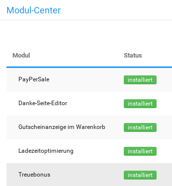 Auflistung installierter Gambio-Plugins im Modul-Center