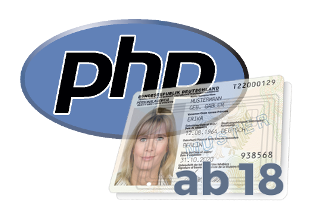 Muster-Personalausweis, PHP-Logo, ab 18