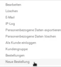 Neue Bestellung anlegen im Gambio-Backend