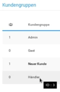 Kundengruppe Händler mit der ID 3 im Gambio-Backend