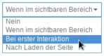 Auswahlfeld mit Mauszeiger auf Bei erster Interaktion