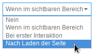 Auswahlfeld mit Mauszeiger auf Nach Laden der Seite