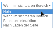 Auswahlfeld mit Mauszeiger auf Nein