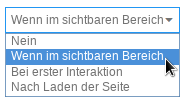 Auswahlfeld mit Mauszeiger auf Wenn im sichtbaren Bereich