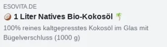 🥥 1 Liter Natives Bio-Kokosöl 🌴