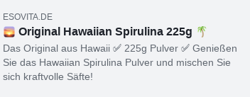 🌅 Original Hawaiian Spirulina 225g 🌴