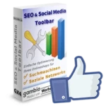 Facebook Gefällt-mir-Daumen vor SEO & Social Media Toolbar für Gambio Softwarebox