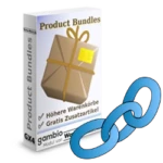 3 Glieder einer blauen Kette vor der Product-Bundles-Softwarebox