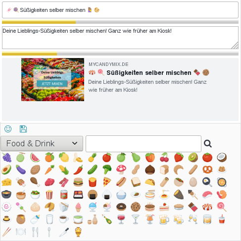 Anzeige zahlreicher Emoji in der Kategorie Food & Drink