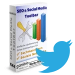 Twitter Vogel vor der SEO & Social Media Toolbar für Gambio Softwarebox