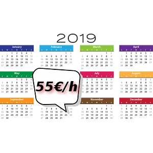 Kalender von 2019, 55 €/h in Sprechbalse im Juni 2019